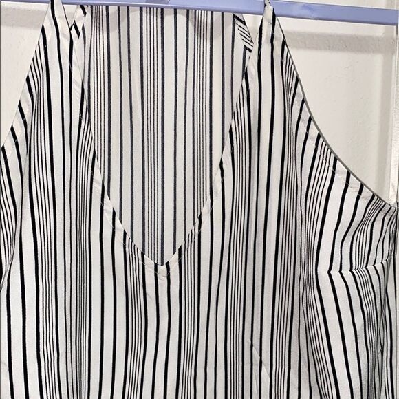 LOFT Striped Halter Maxi Dress Black White Sleeveless‎ Size 10 - Picture 5 of 12